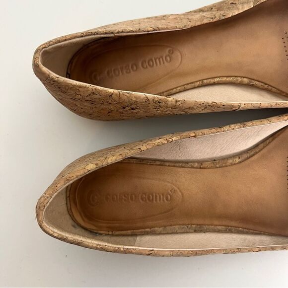 Corso Como Natural Cork Tan ‘Jullia’ Ballet Core Pointed Toe Flats - Picture 3 of 6